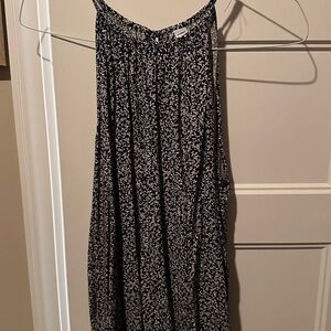 Navy Blue and White Floral Sleeveless Top